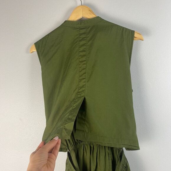 VINCE Cedar Green Rope Belted Cutout Back Utility Midi Dress - Picture 10 of 16